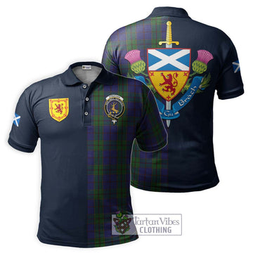 Strachan Tartan Polo Shirt Alba with Scottish Lion Royal Arm Half Style