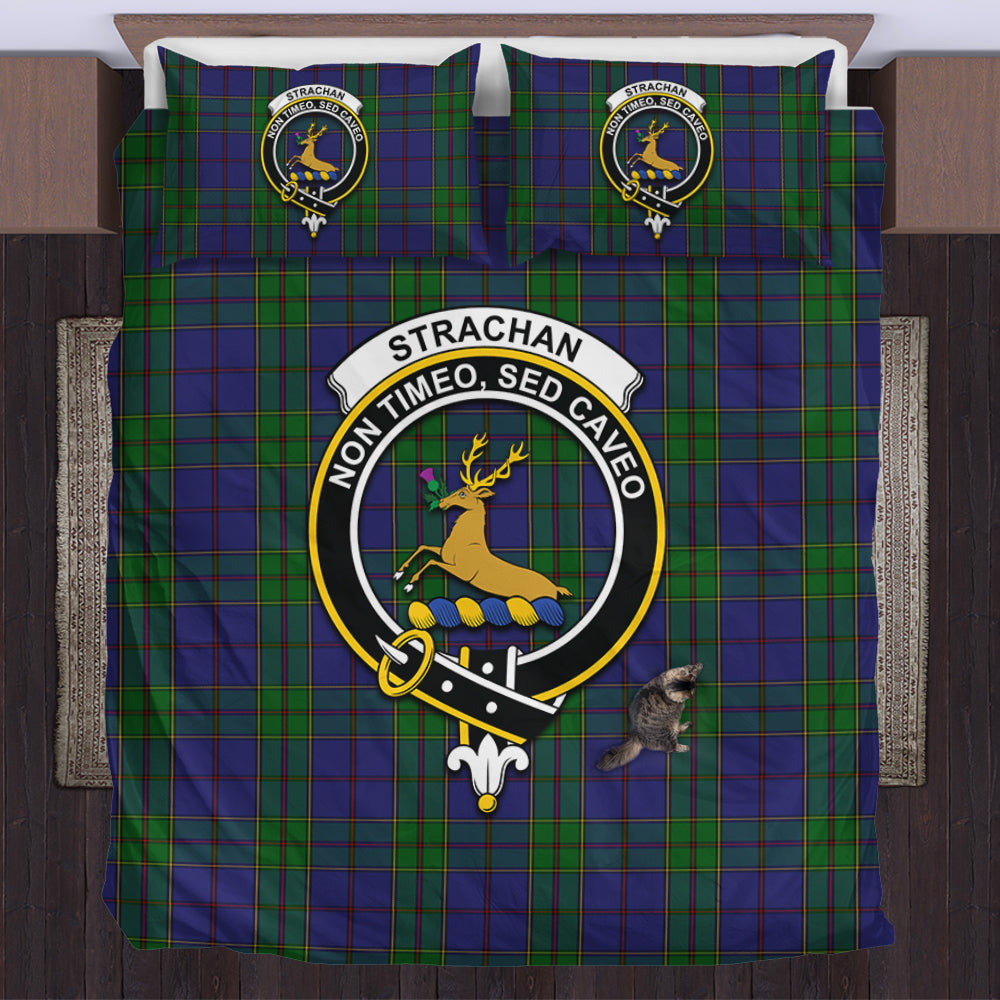 Strachan Tartan Bedding Set with Family Crest US Bedding Set - Tartan Vibes Clothing
