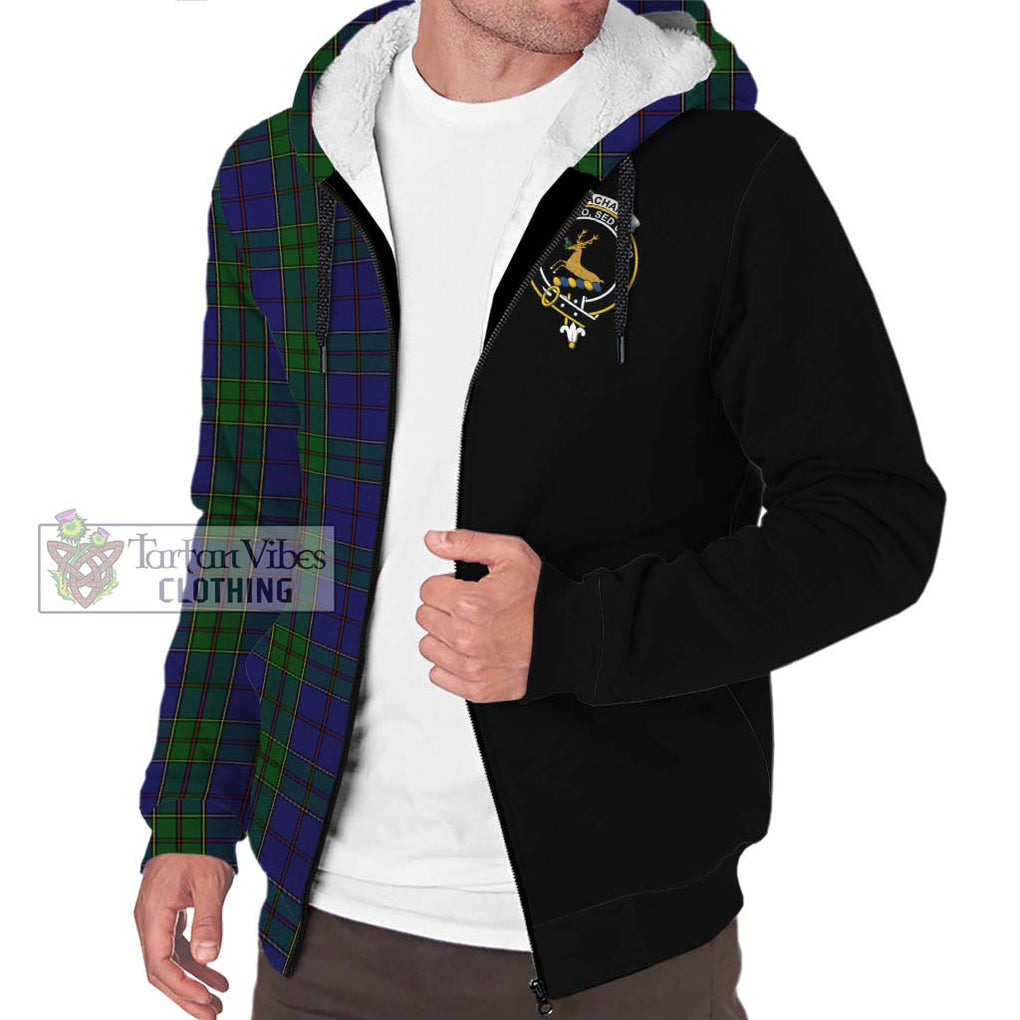 Strachan Tartan Sherpa Hoodie with Family Crest and Half Of Me Style Unisex S - Tartanvibesclothing Shop