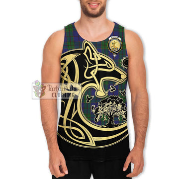 Strachan Tartan Men's Tank Top with Family Crest Celtic Wolf Style Men - Tartan Vibes Clothing