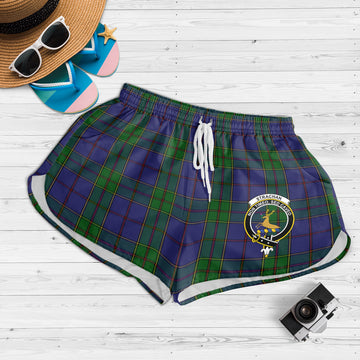 Strachan Tartan Womens Shorts with Family Crest