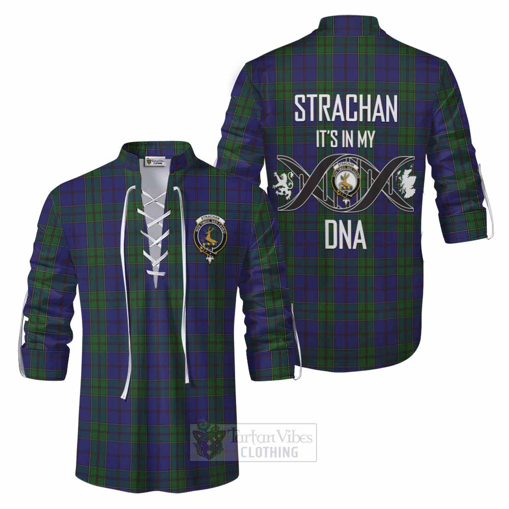 Tartan Vibes Clothing Strachan Tartan Ghillie Kilt Shirt with Family Crest DNA In Me Style
