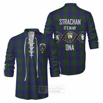 Tartan Vibes Clothing Strachan Tartan Ghillie Kilt Shirt with Family Crest DNA In Me Style