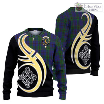 Strachan Tartan Knitted Sweater with Family Crest and Celtic Symbol Style Unisex - Tartan Vibes Clothing