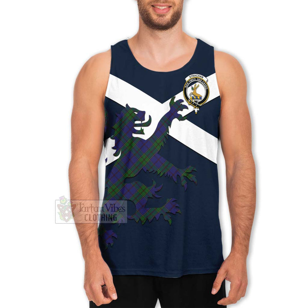 Tartan Vibes Clothing Strachan Tartan Lion Rampant Men's Tank Top – Proudly Display Your Heritage with Alba Gu Brath and Clan Name