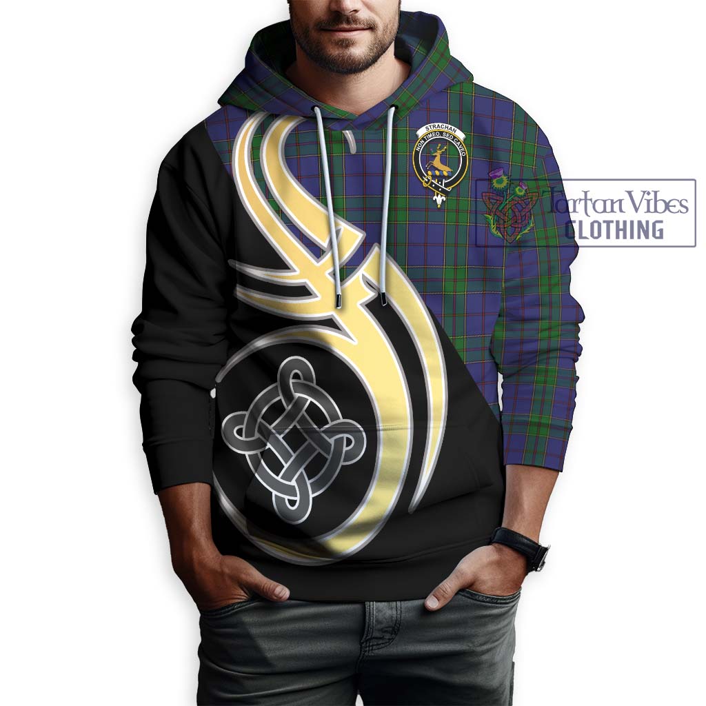 Strachan Tartan Hoodie with Family Crest and Celtic Symbol Style Zip Hoodie - Tartan Vibes Clothing