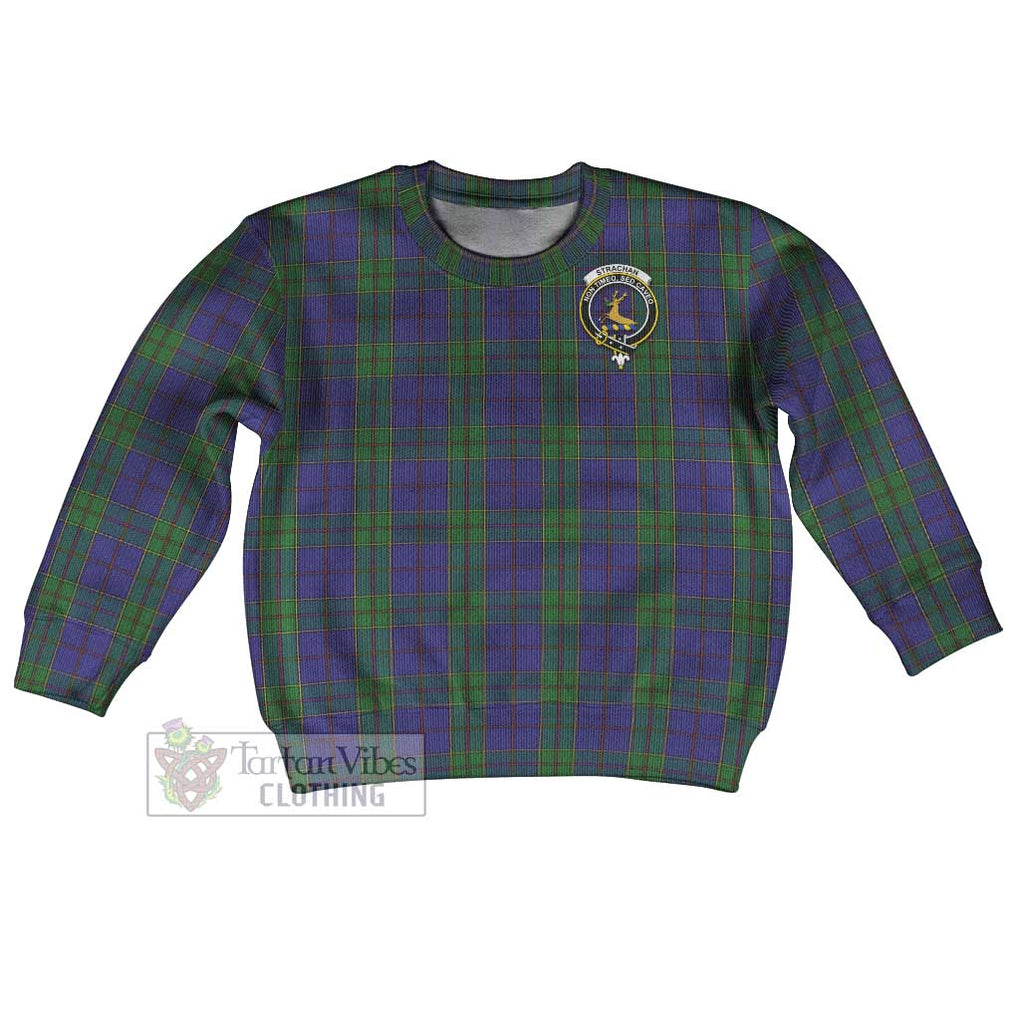 Tartan Vibes Clothing Strachan Tartan Kid Ugly Sweater with Family Crest