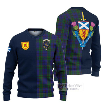 Tartan Vibes Clothing Strachan Tartan Knitted Sweater with Scottish Lion Royal Arm Half Style