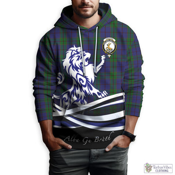 Strachan Tartan Hoodie with Alba Gu Brath Regal Lion Emblem