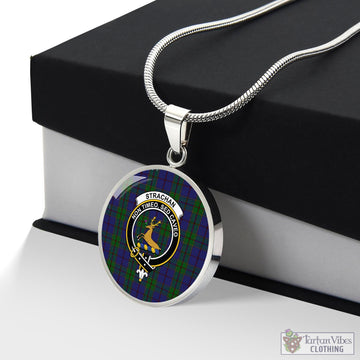 Strachan Tartan Circle Necklace with Family Crest