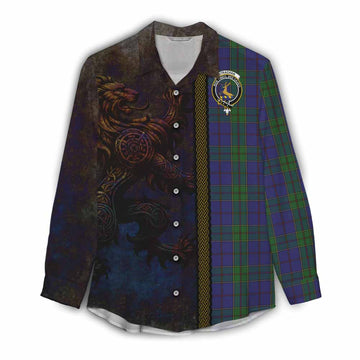 Strachan Tartan Family Crest Women's Casual Shirt Alba Gu Brath Be Brave Lion Ancient Style