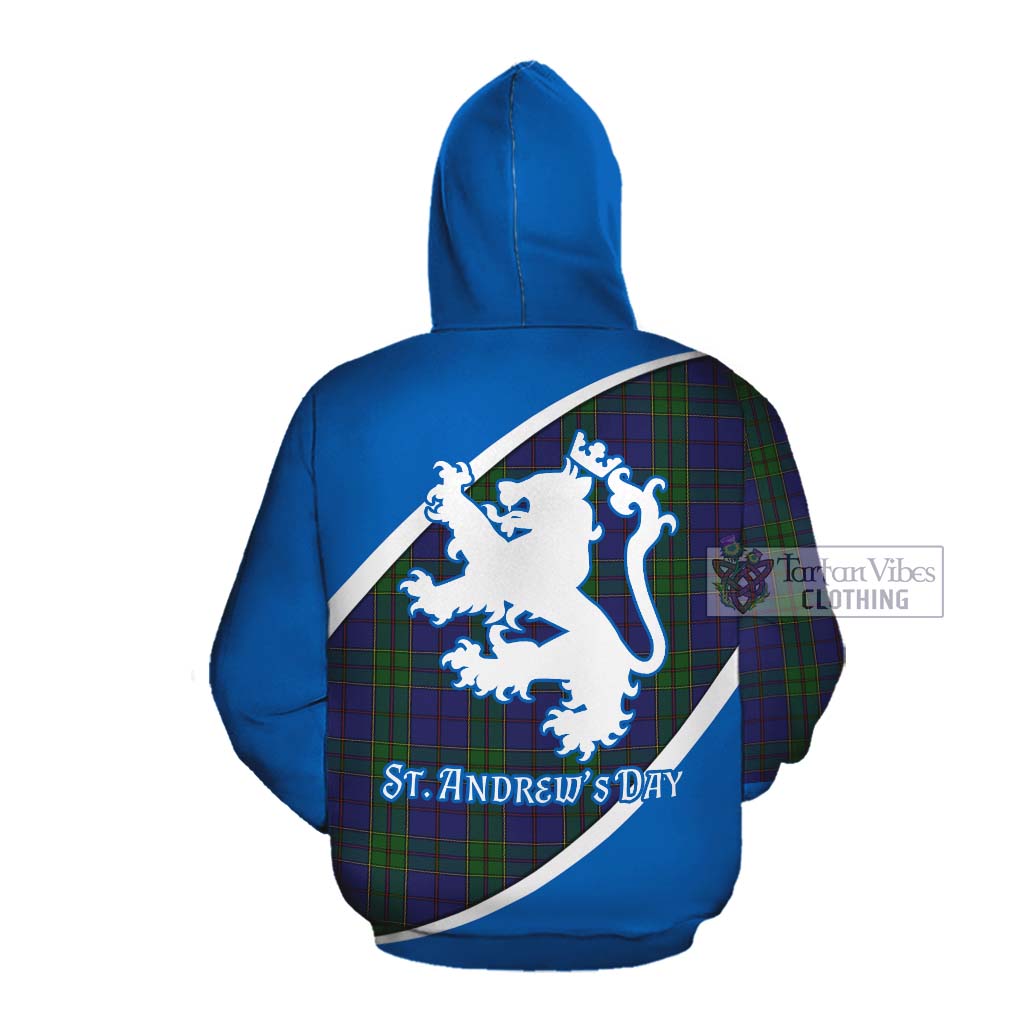 Tartan Vibes Clothing Strachan Family Crest Tartan Cotton Hoodie Celebrate Saint Andrew's Day in Style