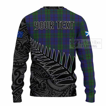 Tartan Vibes Clothing Strachan Crest Tartan Knitted Sweater with New Zealand Silver Fern Half Style