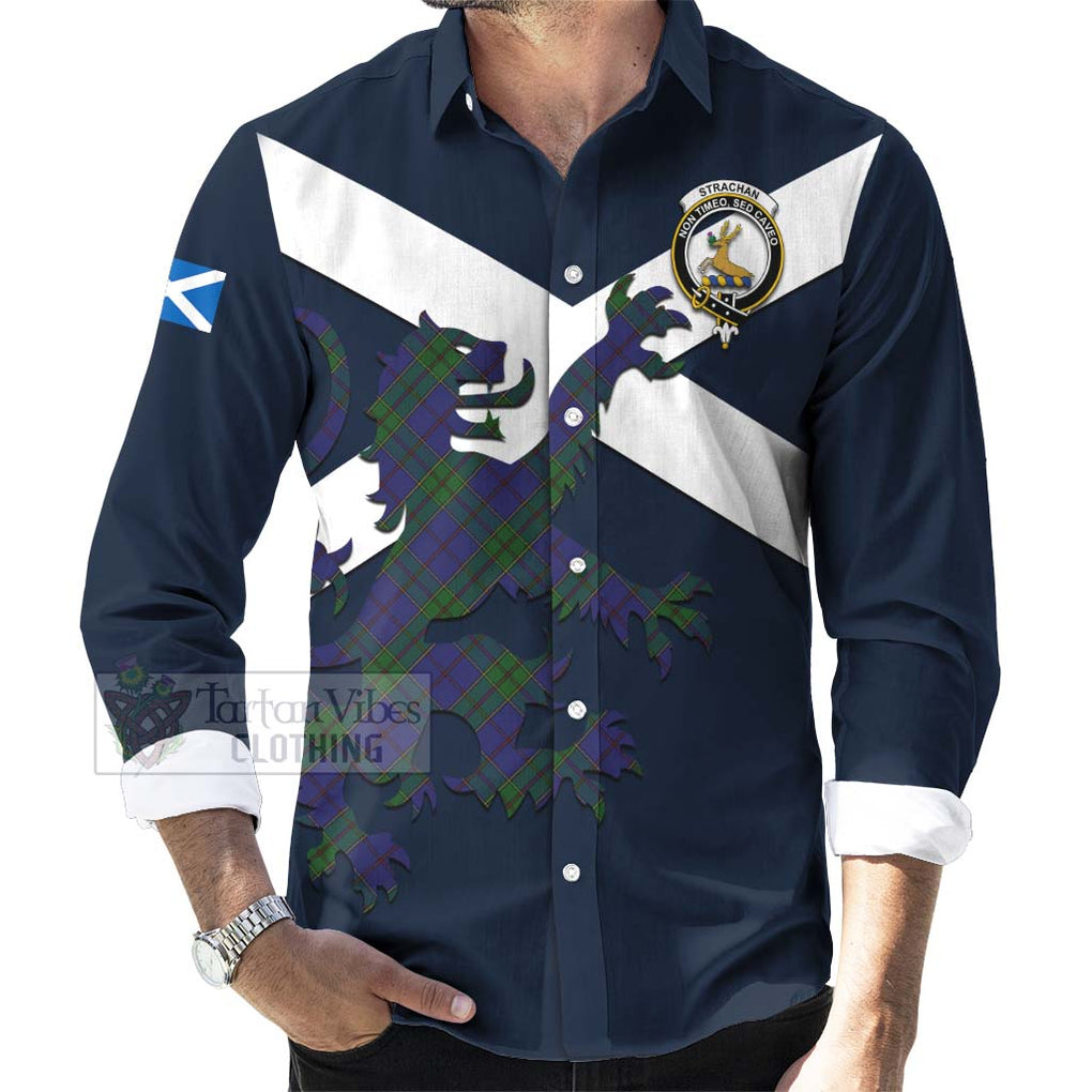 Tartan Vibes Clothing Strachan Tartan Lion Rampant Long Sleeve Button Shirt – Proudly Display Your Heritage with Alba Gu Brath and Clan Name