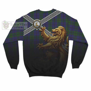 Strachan Crest Tartan Sweatshirt with Golden Lion Emblem Celtic Style
