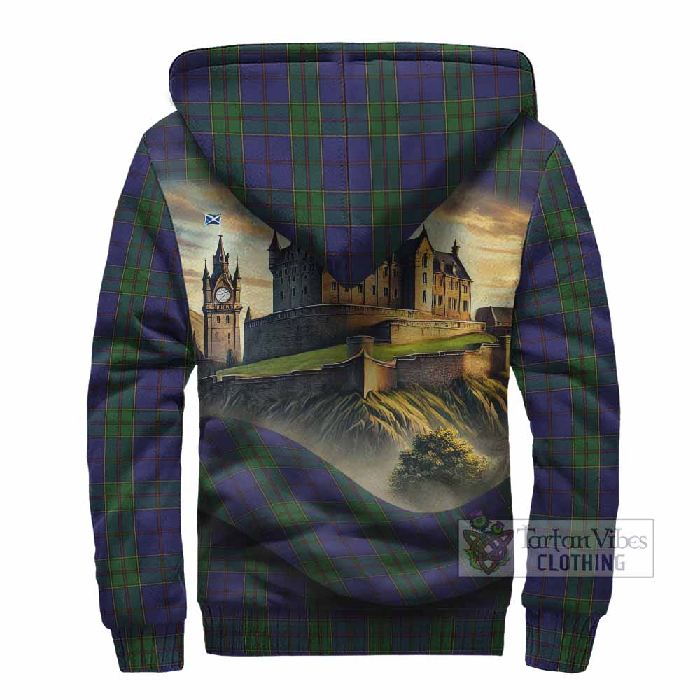 Tartan Vibes Clothing Strachan Tartan Family Crest Sherpa Hoodie with Scottish Ancient Castle Style