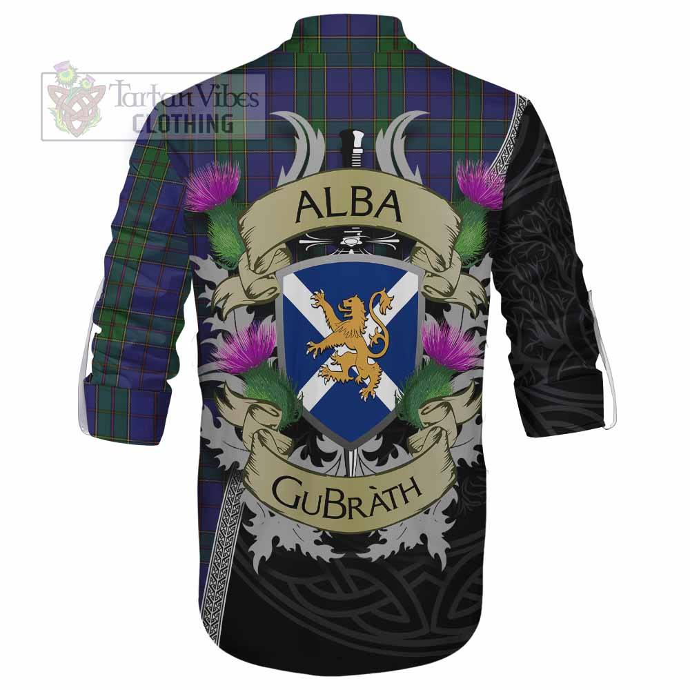 Tartan Vibes Clothing Strachan Tartan Family Crest Ghillie Kilt Shirt Lion Rampant Royal Thistle Shield Celtic Inspired