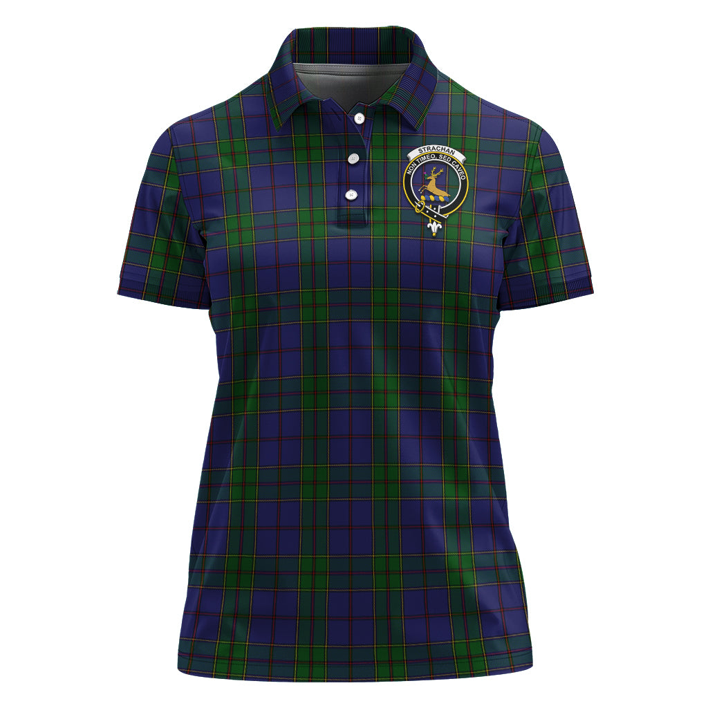 Strachan Tartan Polo Shirt with Family Crest For Women - Tartan Vibes Clothing