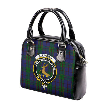 Strachan Tartan Shoulder Handbags with Family Crest