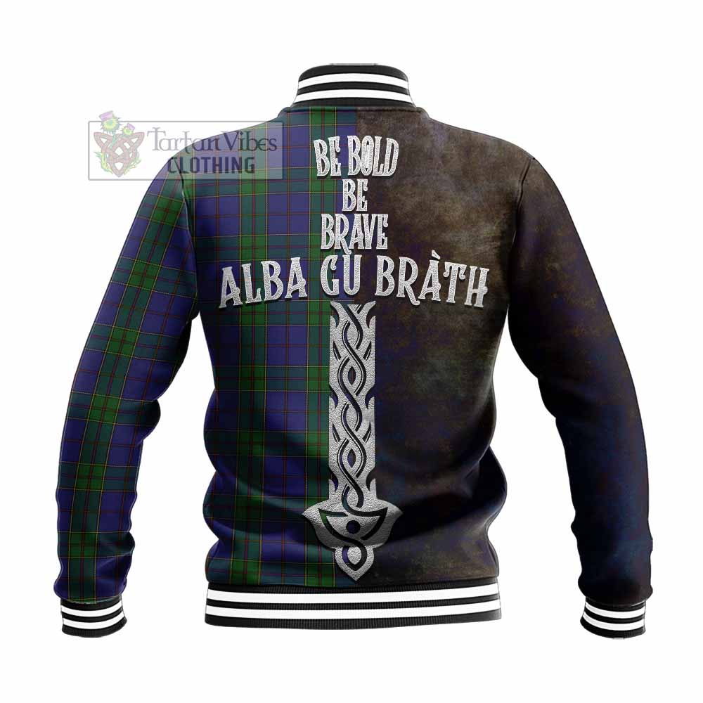 Tartan Vibes Clothing Strachan Tartan Family Crest Baseball Jacket Alba Gu Brath Be Brave Lion Ancient Style