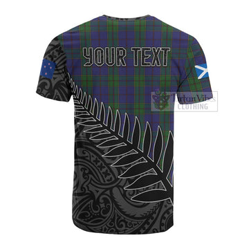 Tartan Vibes Clothing Strachan Crest Tartan Cotton T-shirt with New Zealand Silver Fern Half Style
