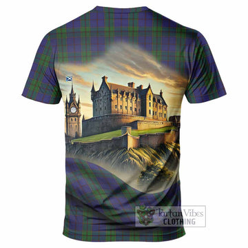 Tartan Vibes Clothing Strachan Tartan Family Crest T-Shirt with Scottish Ancient Castle Stype