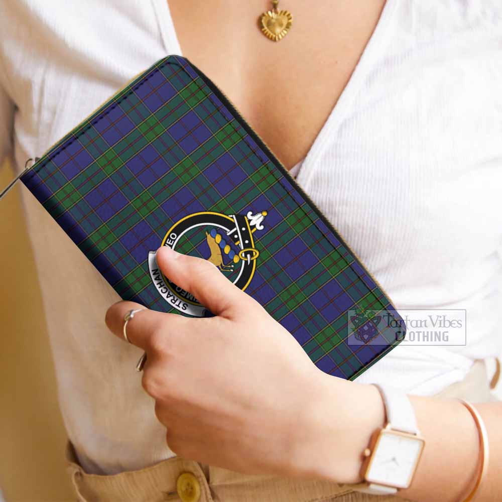 Tartan Vibes Clothing Strachan Tartan Women's Leather Wallet with Family Crest