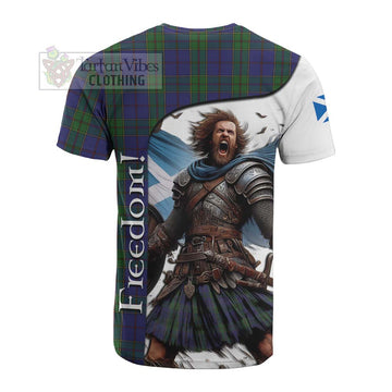 Tartan Vibes Clothing Strachan Crest Tartan Cotton T-shirt Inspired by the Freedom of Scottish Warrior