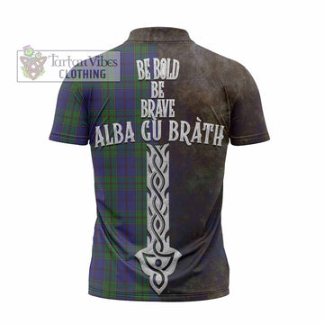 Strachan Tartan Family Crest Zipper Polo Shirt Alba Gu Brath Be Brave Lion Ancient Style