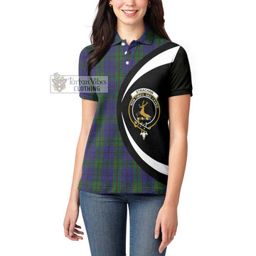 Strachan Tartan Women's Polo Shirt with Family Crest Circle Style - Tartan Vibes Clothing