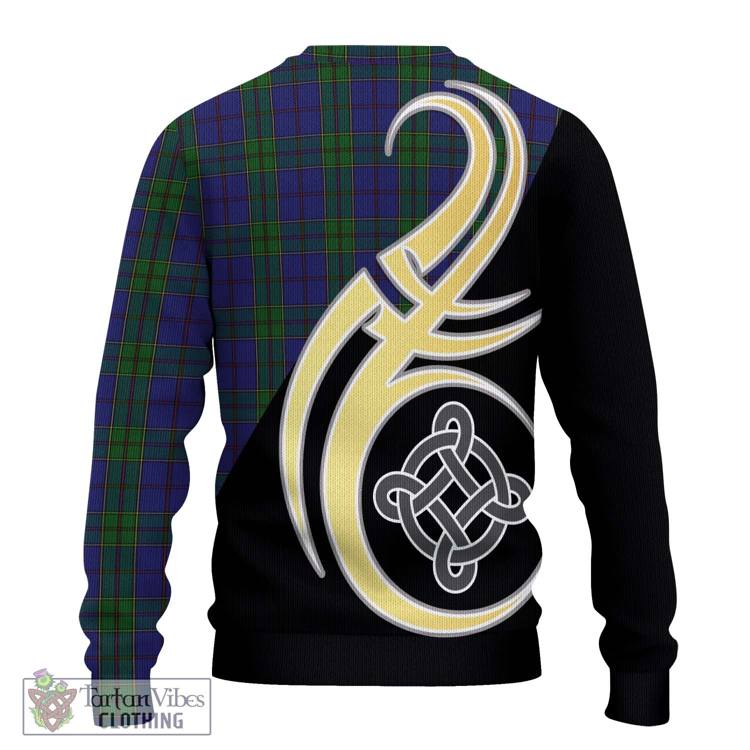 Strachan Tartan Knitted Sweater with Family Crest and Celtic Symbol Style - Tartan Vibes Clothing