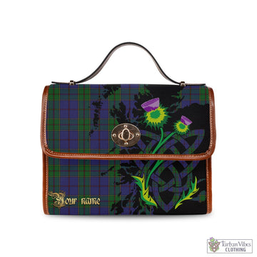 Strachan Tartan Waterproof Canvas Bag with Scotland Map and Thistle Celtic Accents