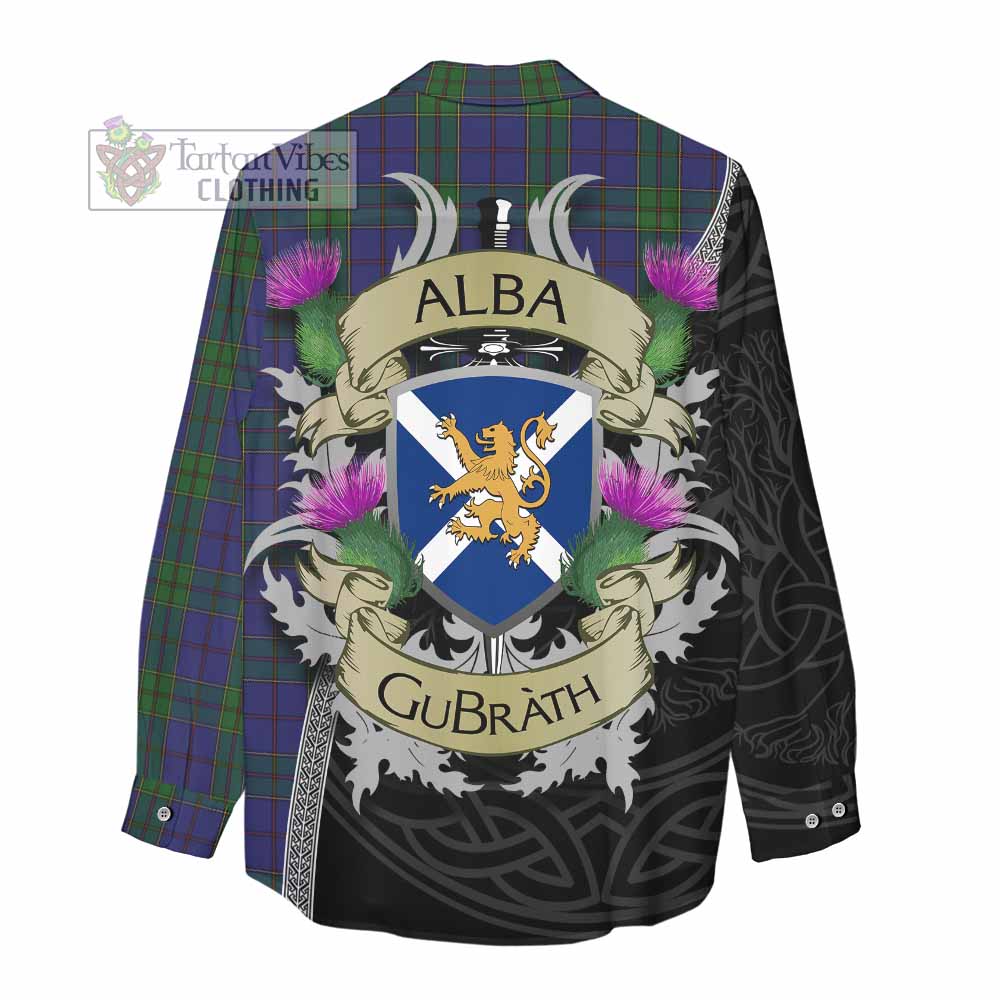Tartan Vibes Clothing Strachan Tartan Family Crest Women's Casual Shirt Lion Rampant Royal Thistle Shield Celtic Inspired