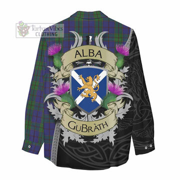 Strachan Tartan Family Crest Women's Casual Shirt Lion Rampant Royal Thistle Shield Celtic Inspired