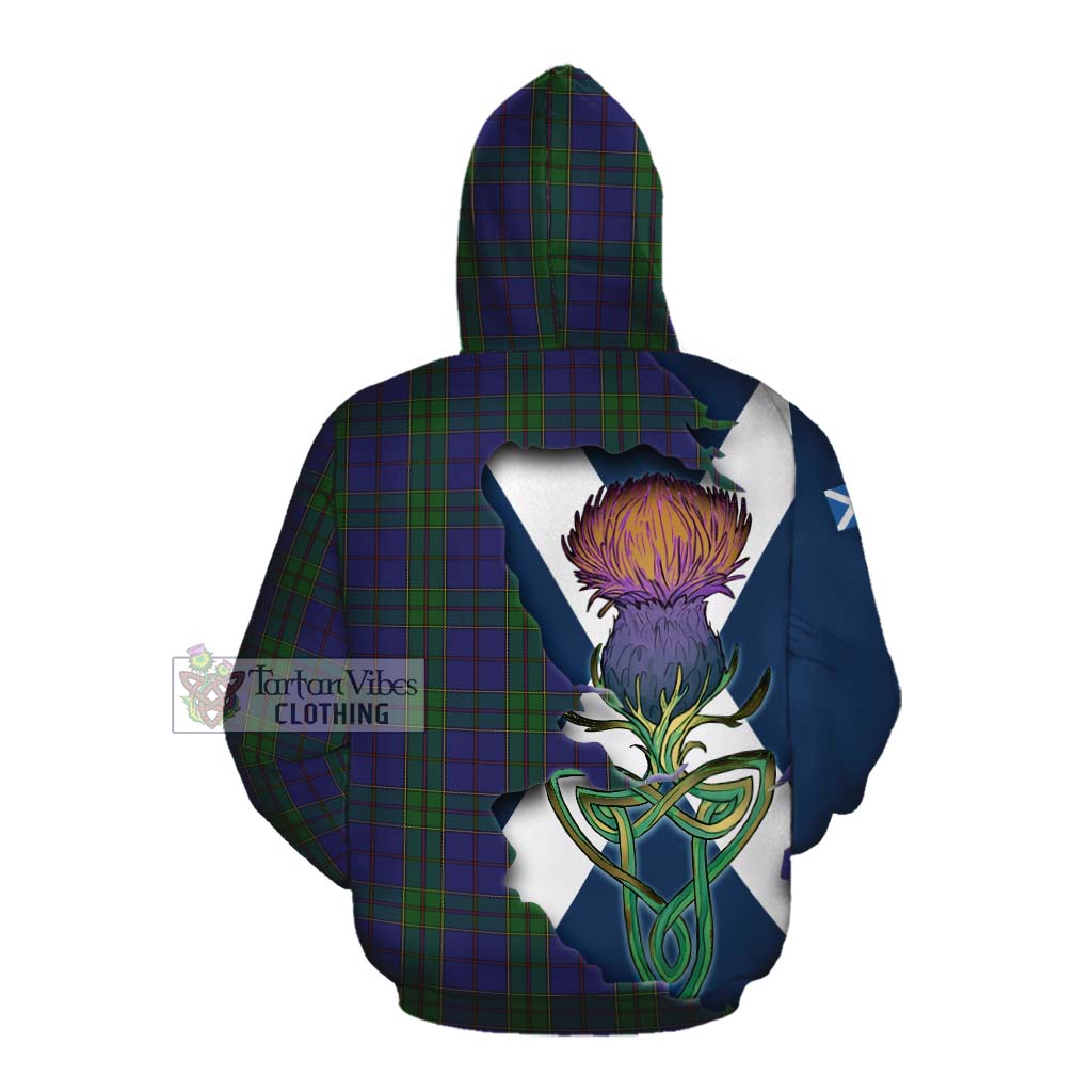 Tartan Vibes Clothing Strachan Tartan Family Crest Cotton Hoodie Scottish Thistle Celtic Inspired