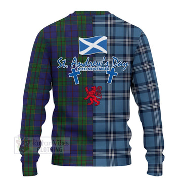 Tartan Vibes Clothing Strachan Tartan Knitted Sweater Happy St. Andrew's Day Half Tartan Style