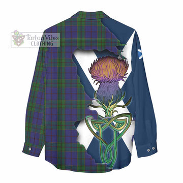 Strachan Tartan Family Crest Women's Casual Shirt Scottish Thistle Celtic Inspired