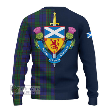 Tartan Vibes Clothing Strachan Tartan Knitted Sweater with Scottish Lion Royal Arm Half Style