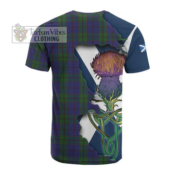Tartan Vibes Clothing Strachan Tartan Family Crest Cotton T-shirt Scottish Thistle Celtic Inspired