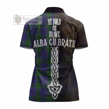 Strachan Tartan Family Crest Women's Polo Shirt Alba Gu Brath Be Brave Lion Ancient Style