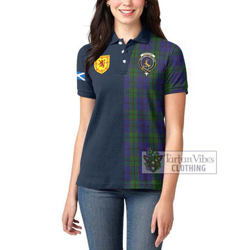 Strachan Tartan Women's Polo Shirt Alba with Scottish Lion Royal Arm Half Style - Tartan Vibes Clothing