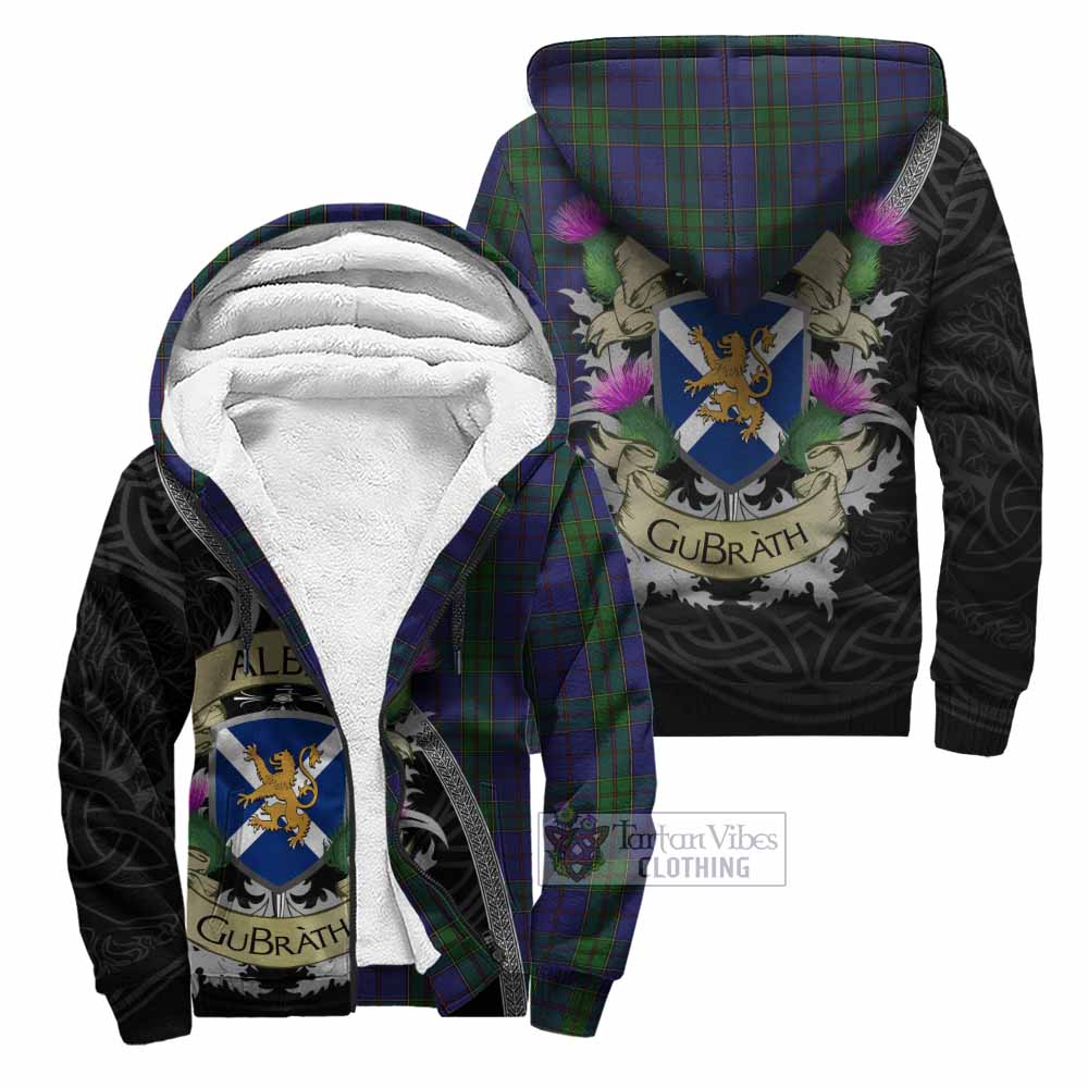 Tartan Vibes Clothing Strachan Tartan Family Crest Sherpa Hoodie Lion Rampant Royal Thistle Shield Celtic Inspired