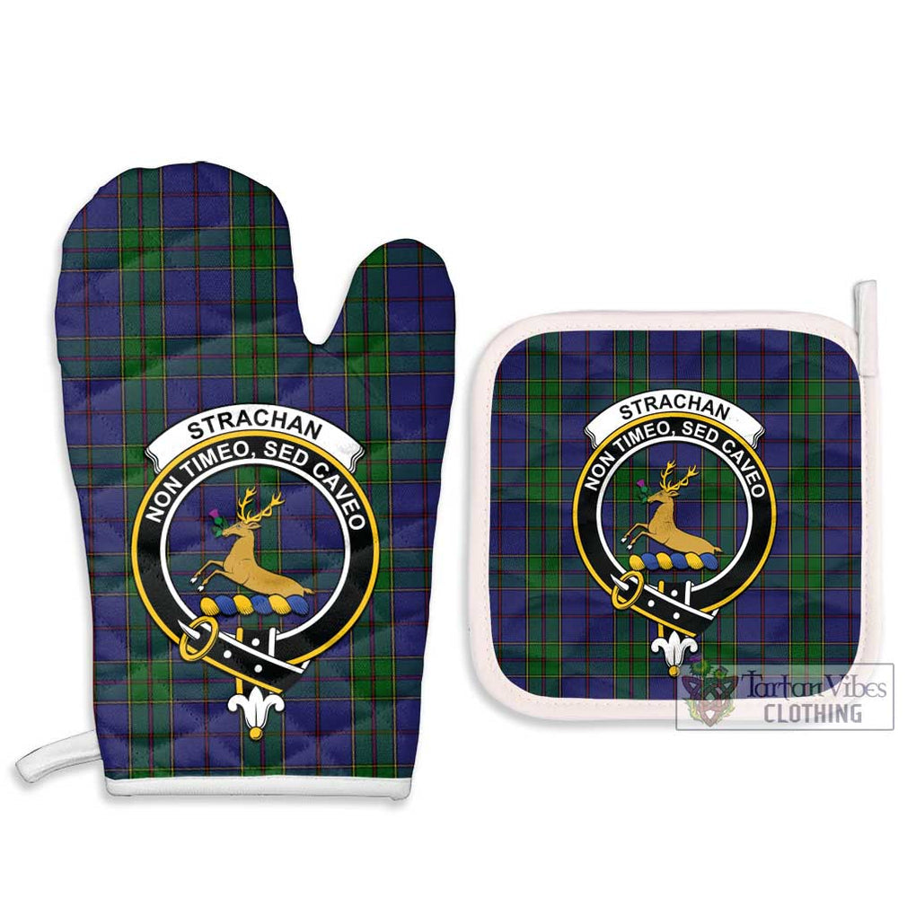 Strachan Tartan Combo Oven Mitt & Pot-Holder with Family Crest Combo 1 Oven Mitt & 2 Pot-Holder White - Tartan Vibes Clothing