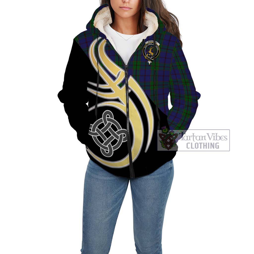 Strachan Tartan Sherpa Hoodie with Family Crest and Celtic Symbol Style Unisex - Tartan Vibes Clothing