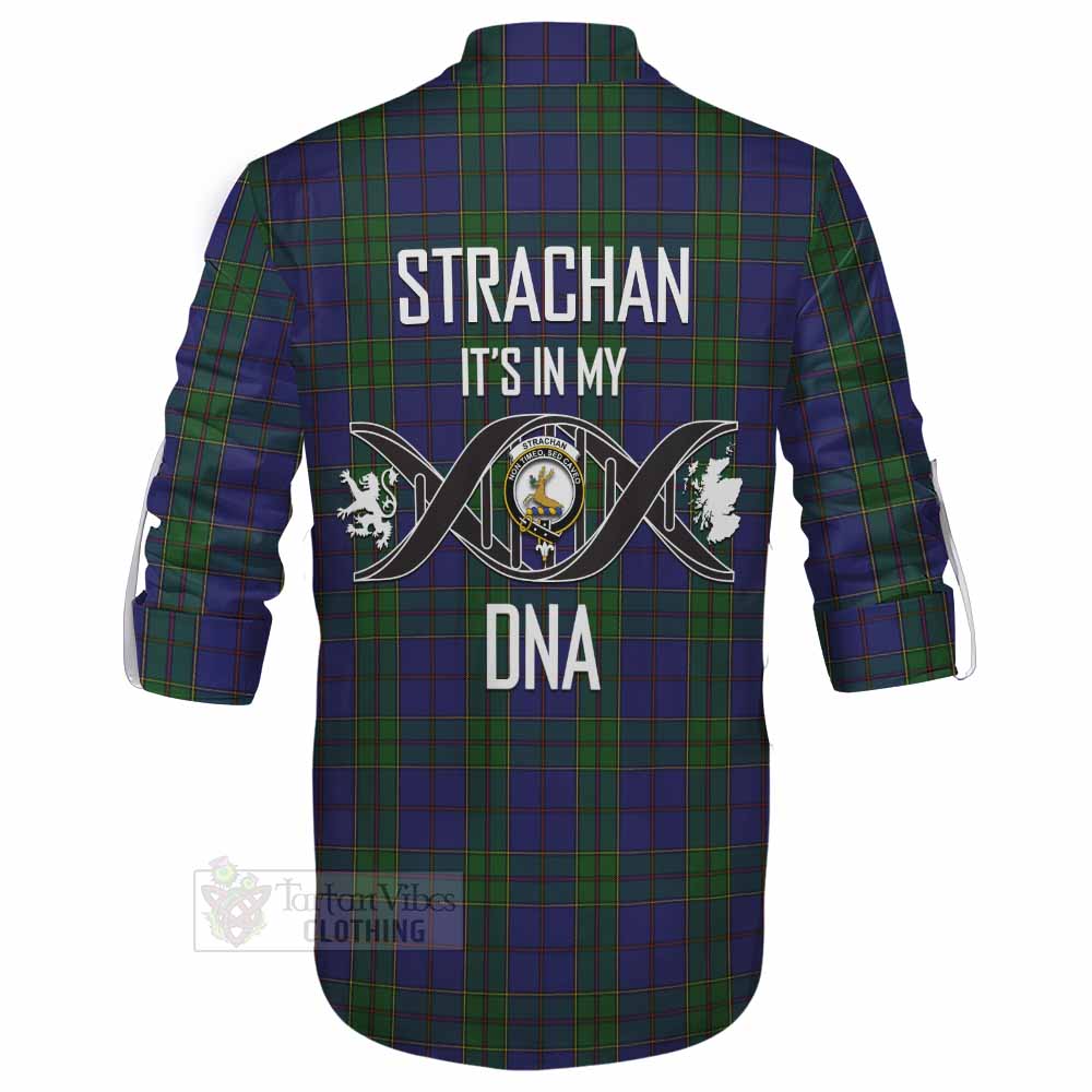 Tartan Vibes Clothing Strachan Tartan Ghillie Kilt Shirt with Family Crest DNA In Me Style