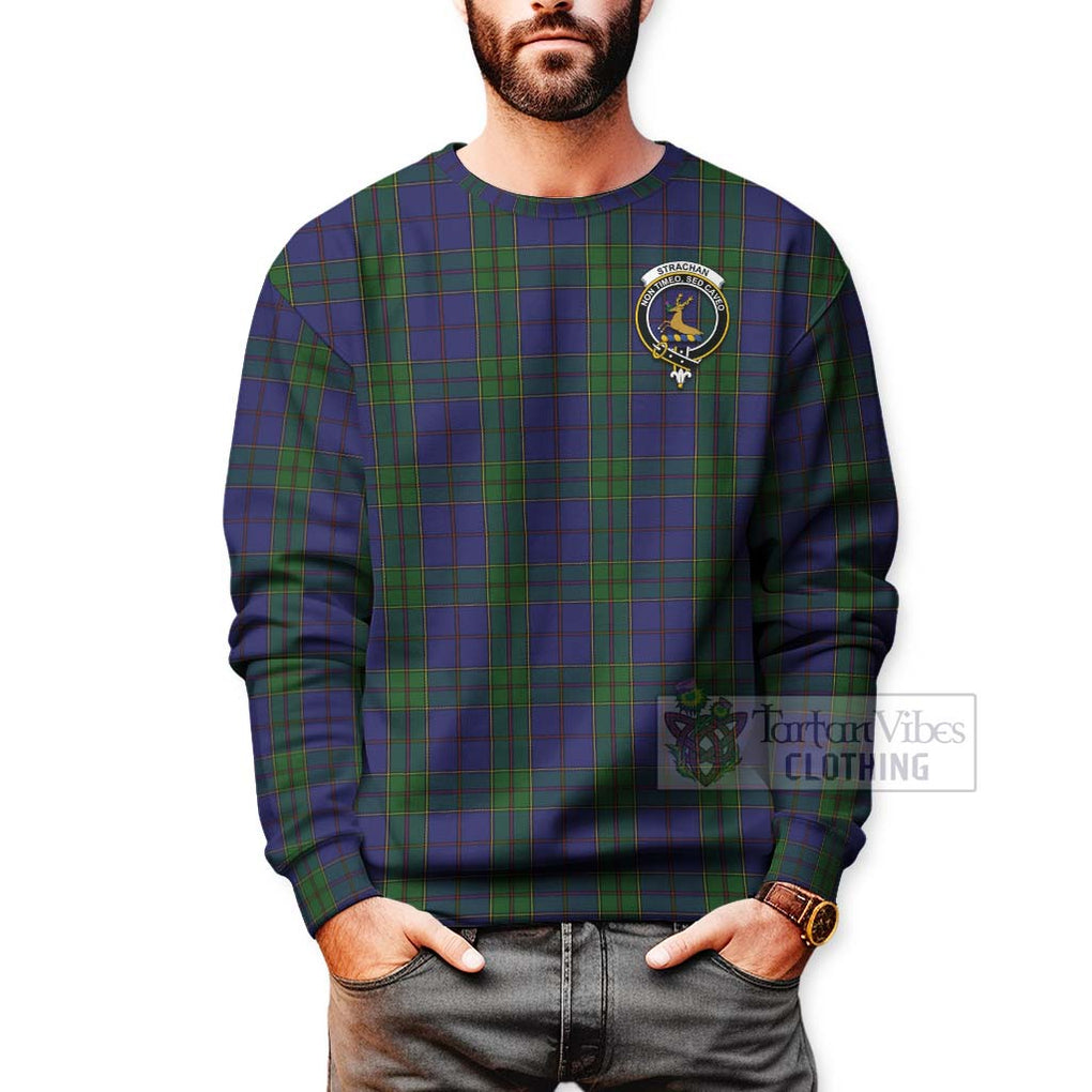 Tartan Vibes Clothing Strachan Tartan Sweatshirt with Family Crest Celtic Skull Style