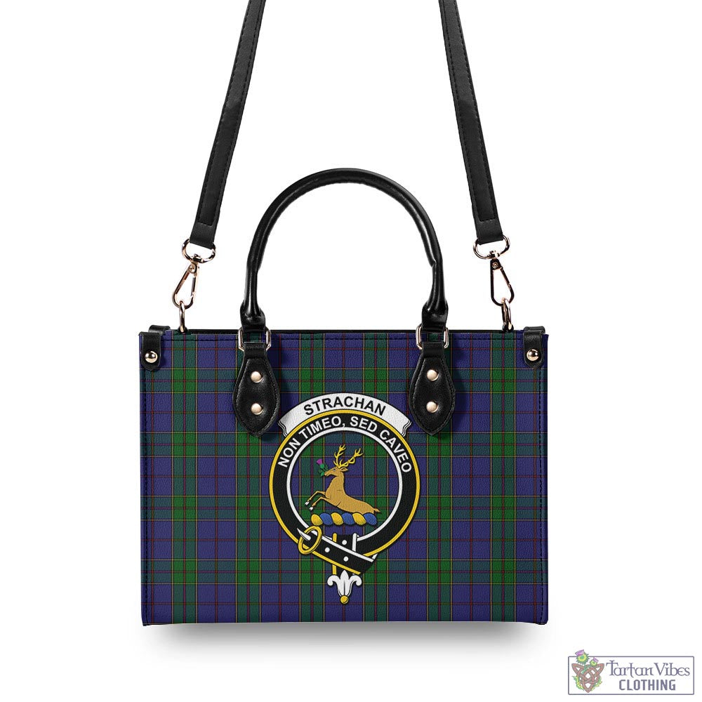 Tartan Vibes Clothing Strachan Tartan Luxury Leather Handbags with Family Crest
