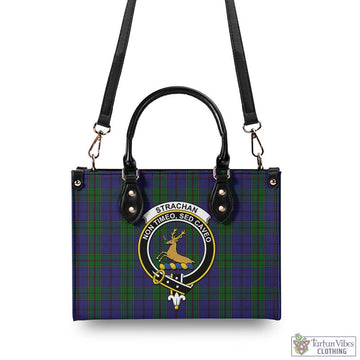 Tartan Vibes Clothing Strachan Tartan Luxury Leather Handbags with Family Crest