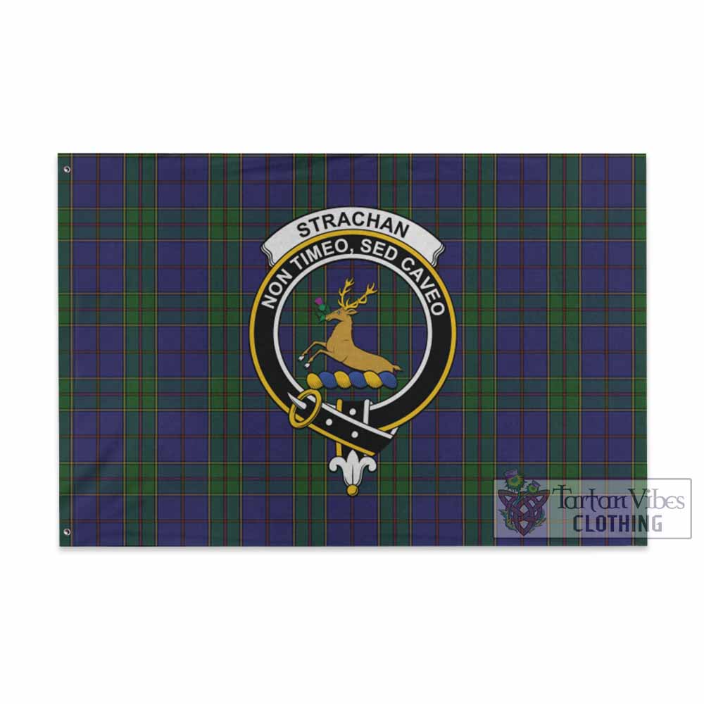 Tartan Vibes Clothing Strachan Tartan House Flag with Family Crest