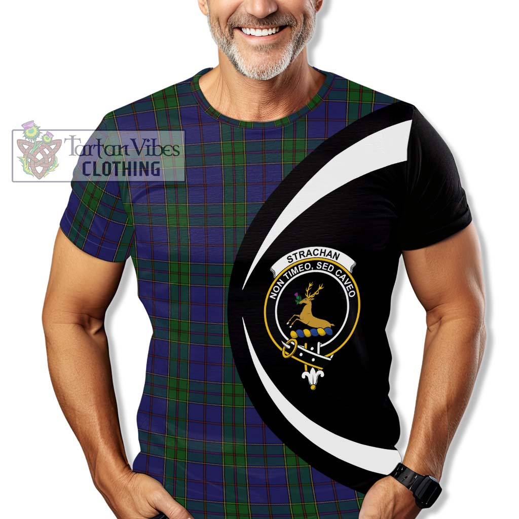 Tartan Vibes Clothing Strachan Tartan T-Shirt with Family Crest Circle Style